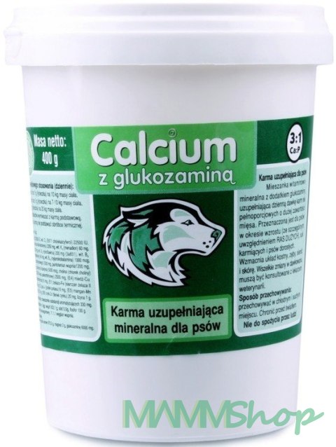 Medivet Calcium Preparat witaminowy zielony z glukozaminą dla psa 400g