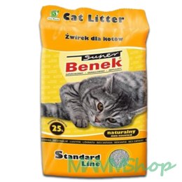 Benek Żwirek dla kota bentonitowy Super Benek STANDARD naturalny 25l