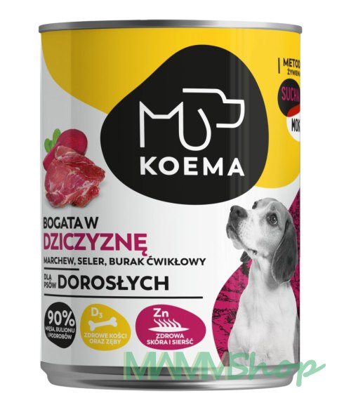 Koema KOEMA karma mokra 90% mięsa, dziczyzna 400 g