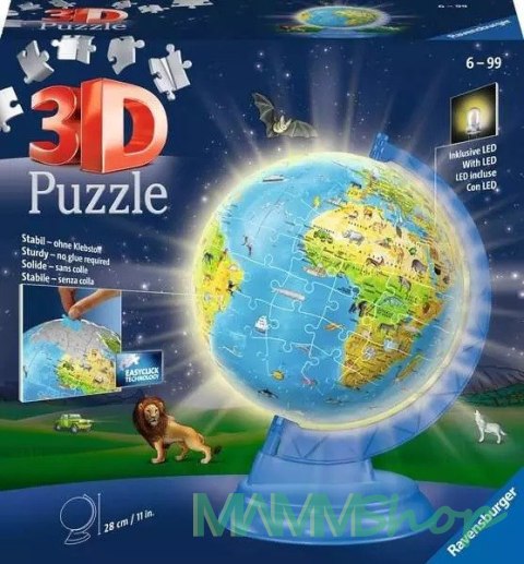 Puzzle 188 elementów 3D Globus podświetlany