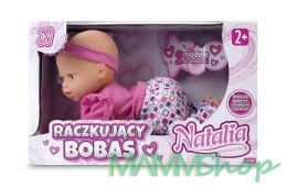 Lalka Natalia bobas raczkujący 32 cm różowy