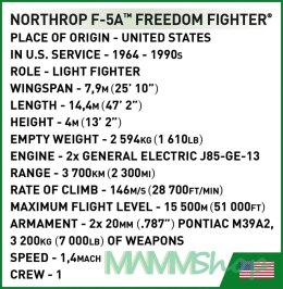 Klocki Northrop F-5A Freedom Fighter