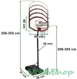 Kosz regulowany na stojaku do koszykówki JAMES 3,5 m