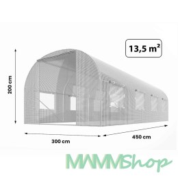 Tunel ogrodowy 3x4,5m (13,5m2) biały Plonos