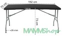 Stół cateringowy RICO składany w walizkę 150 cm czarny