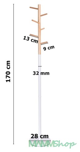 Wieszak stojący Zita 170 cm biały