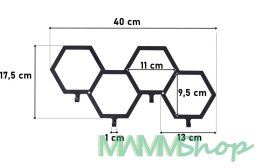 Wieszak na klucze HEX 4 haczyki czarny
