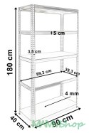 Regał magazynowy 5 poziomów czarny 875 kg 180 x 90 x 40 cm