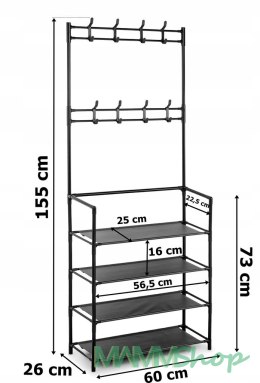 Wieszak na ubrania z półkami HANI czarny