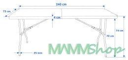 Stół cateringowy IMPRO składany w walizkę 240 cm czarny