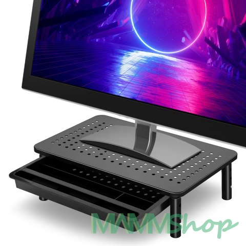 Podstawka pod monitor laptop NANKIN czarna + szuflada