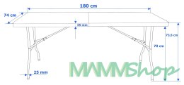 Stół cateringowy PARTY składany w walizkę 180 cm czarny
