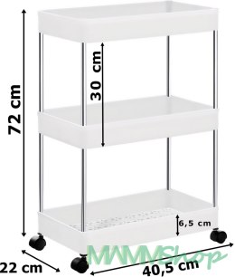Regał na kółkach TALMER biały 3 poziomy