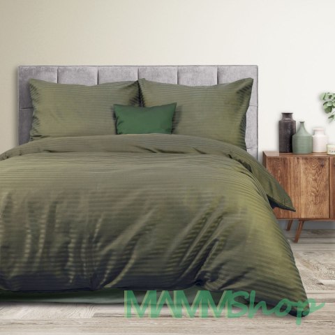 Pościel satyna bawełniana CIZGILI OLIVE GREEN/160x200 EXCLUSIVE (promocja)