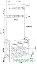 Wieszak do przedpokoju loft FAROS z siedziskiem czarny