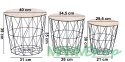 Zestaw stolików koszy drucianych APRIL - 3 sztuki