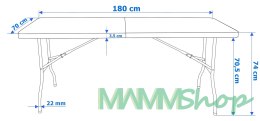 Stół bankietowy składany w walizkę OAKLAND 180x70x74 cm