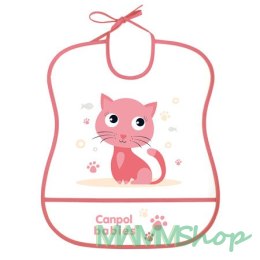 CANPOL 2/919 Śliniak plastikowy miękki - pink cat