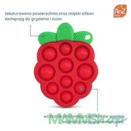 RAZBABY 009-POP-RT Pop it gryzak silikonowy Soczysta Malina-zabawka sensoryczna dla niemowląt