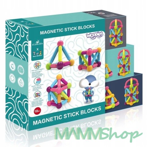 WOOPIE 45203 Magnetyczne klocki konstrukcyjne Edu 38 el.