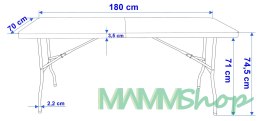 Stół cateringowy BALI WHITE składany w walizkę 180 cm biały