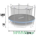 Trampolina ogrodowa 12ft/374cm z siatką wewnętrzną i drabinką Neo-Sport