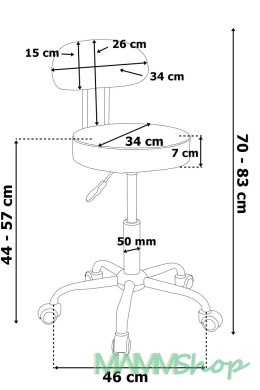 Taboret fryzjerski kosmetyczny Gamma biały